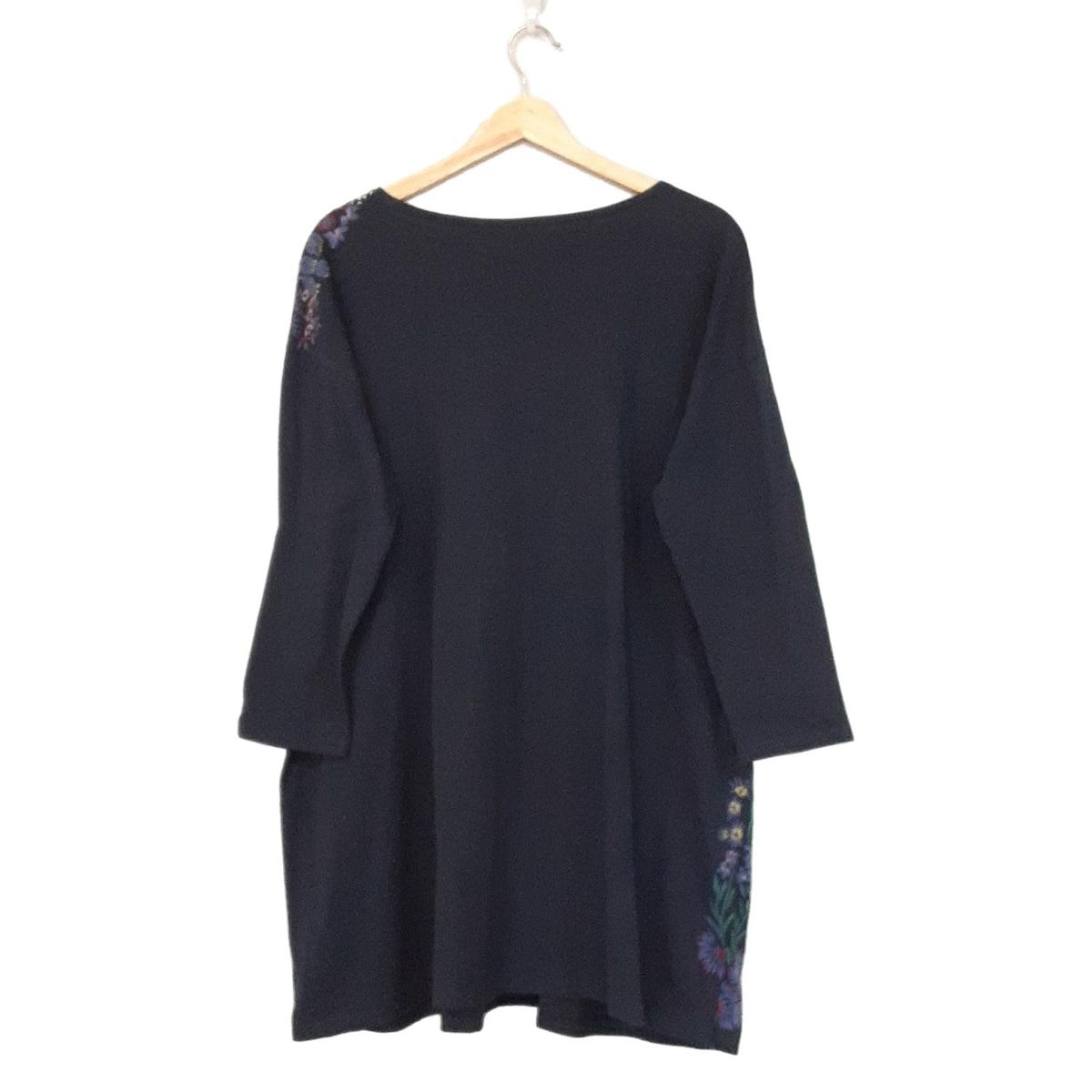 Babaghuri ババグーリ ワンピース サイズM レディース - ネイビー×ブルー×マルチ 長袖 ひざ丈 花柄 刺繍