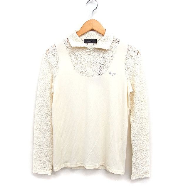 ムニタルプ MUNITALP タグ付き 切替 レース シャツ ハーフジップ ゴルフウエア 40 アイボリー 白 /FT13