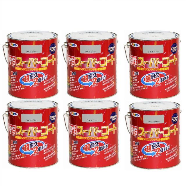 アサヒペン 油性スーパーコート １．６Ｌ ライトグレー 6缶セット