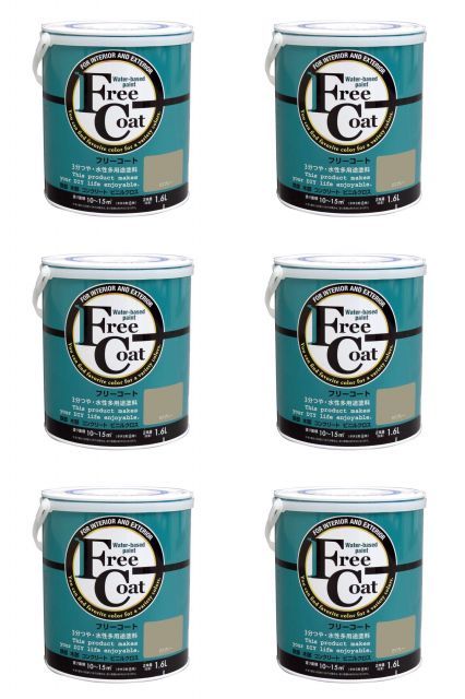 アトムハウスペイント 水性フリーコート 1.6 L モスグレー 6缶セット