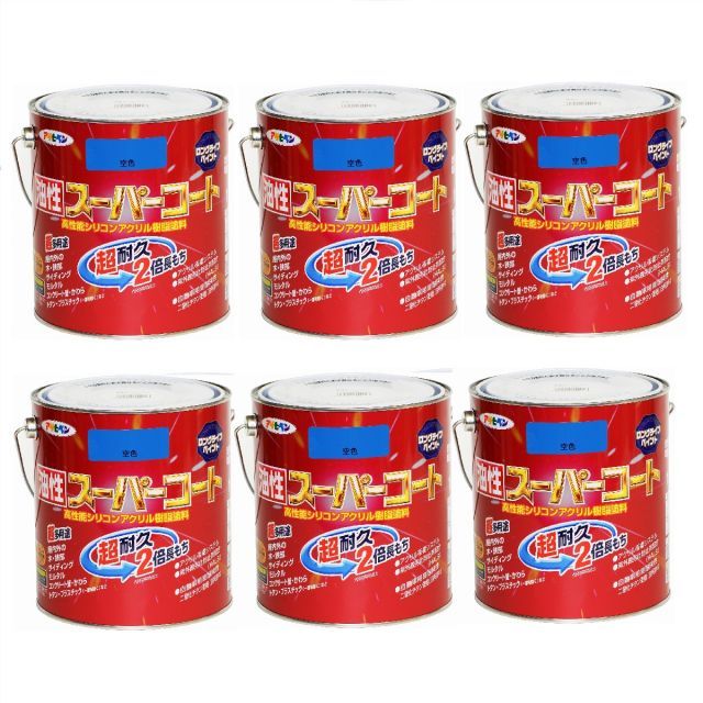 アサヒペン 油性スーパーコート １．６Ｌ 空色 6缶セット