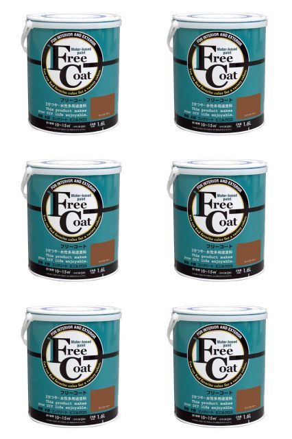 アトムハウスペイント 水性フリーコート 1 6 L ライトカーキー 6缶セット