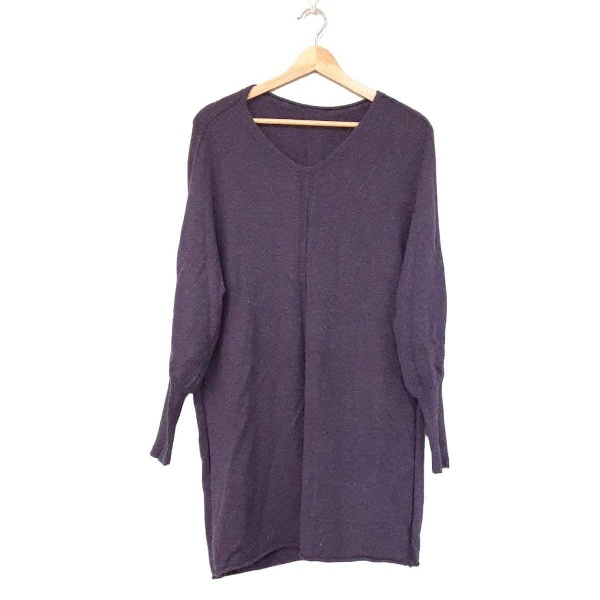 JURGEN LEHL ヨーガンレール ワンピース サイズM レディース - パープル Vネック 長袖 ひざ丈 カシミヤ