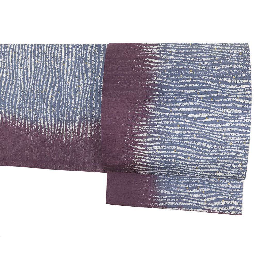 袋帯 正絹 青 紫 銀通し 友禅染 ぼかし リサイクル 帯 作家物 カジュアル 着物 仕立て上がり No.i 6-2509