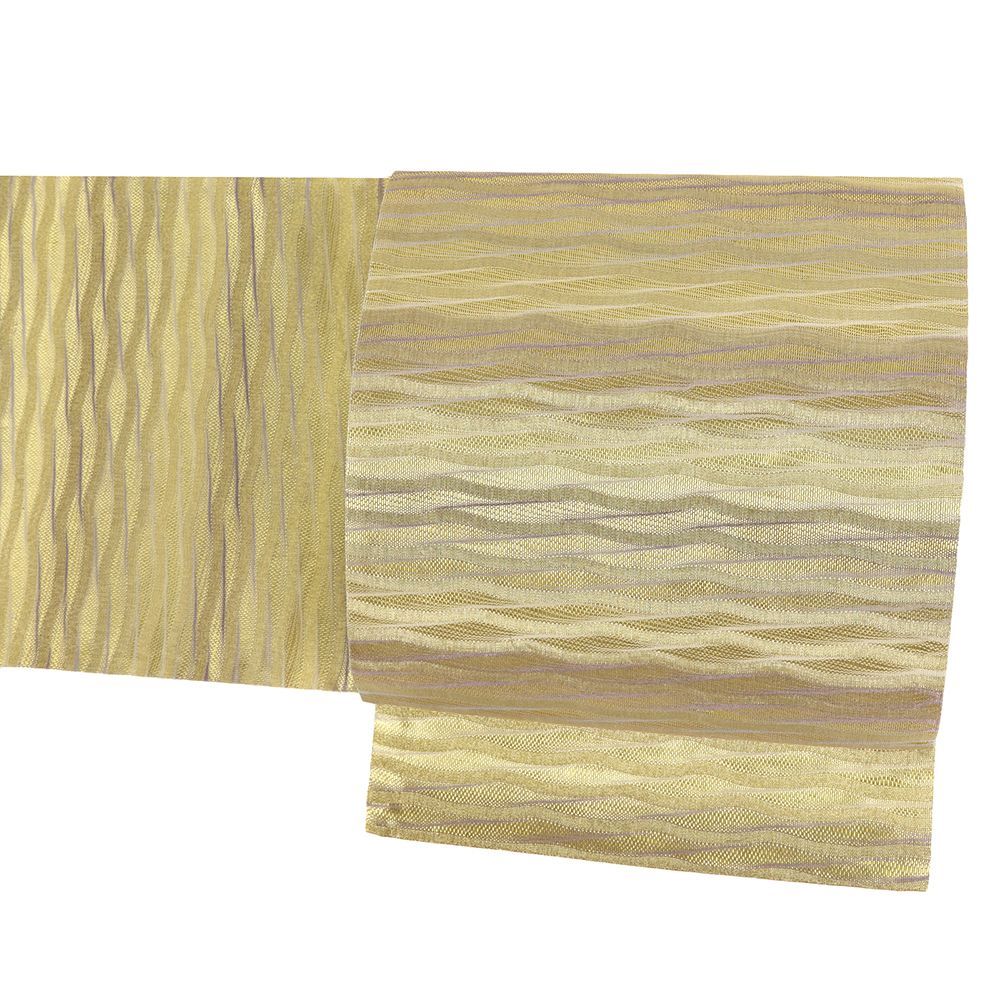 袋帯 正絹 ひなや 西陣織 金糸 波 横段 リサイクル フォーマル お洒落 仕立て上がり 礼装用 No.i 6-2506