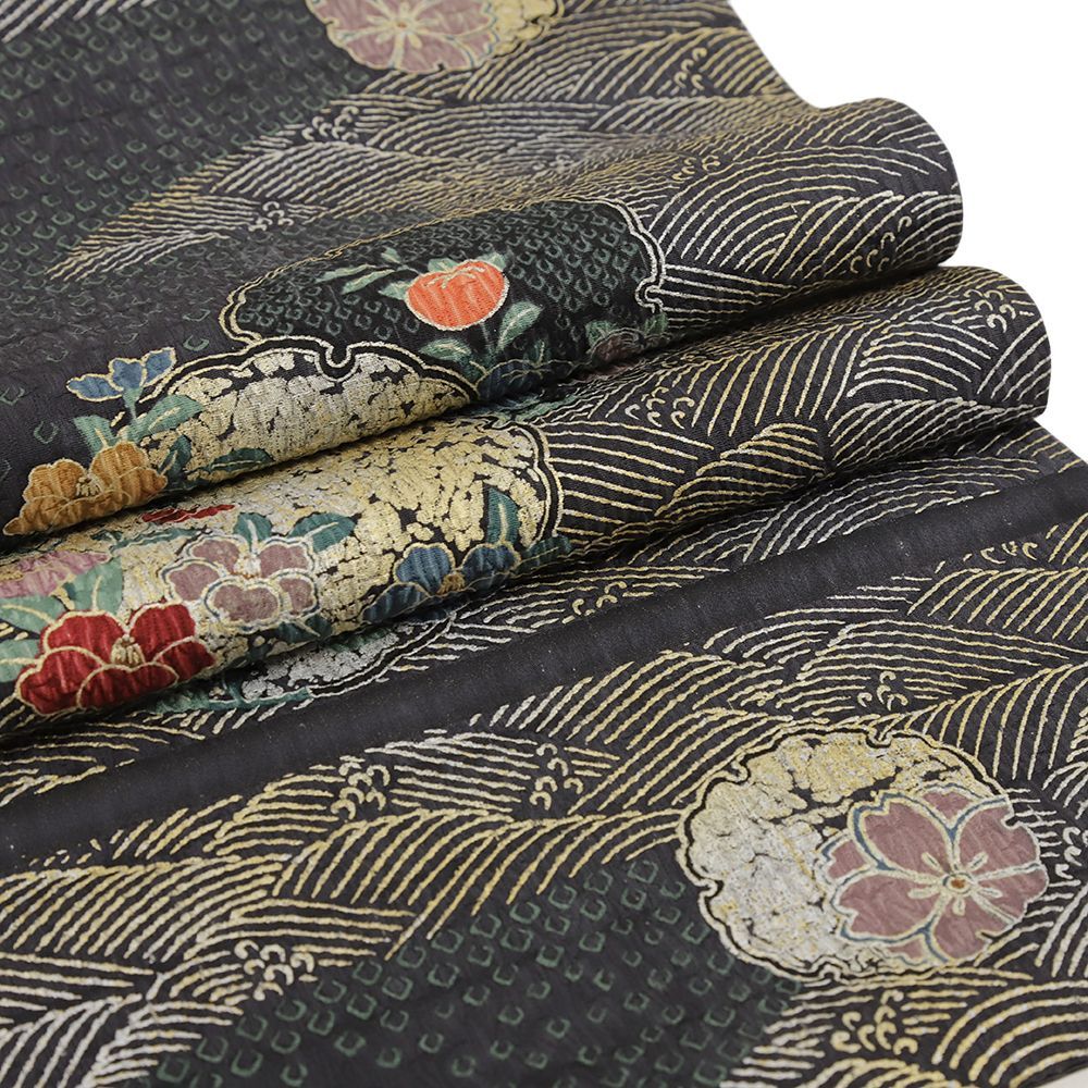 【専用】正絹　ふくれ織？　ぼかし　袋帯　全通 専用】正絹 ふくれ織？ ぼかし 袋帯 全通 宗sou ふくれ織金彩桜模様ぼかし