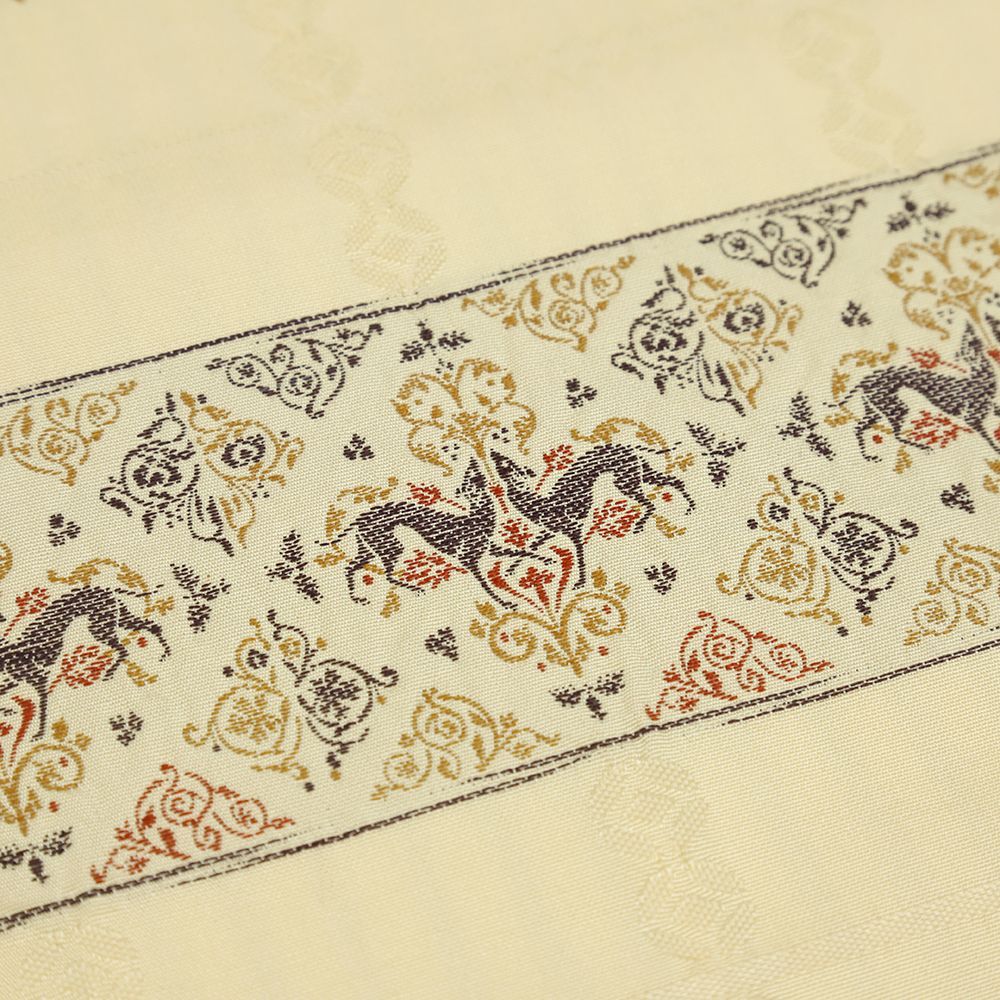 袋帯 正絹 新古品 西陣織 全通 ベージュ エジプト 壁画 動物