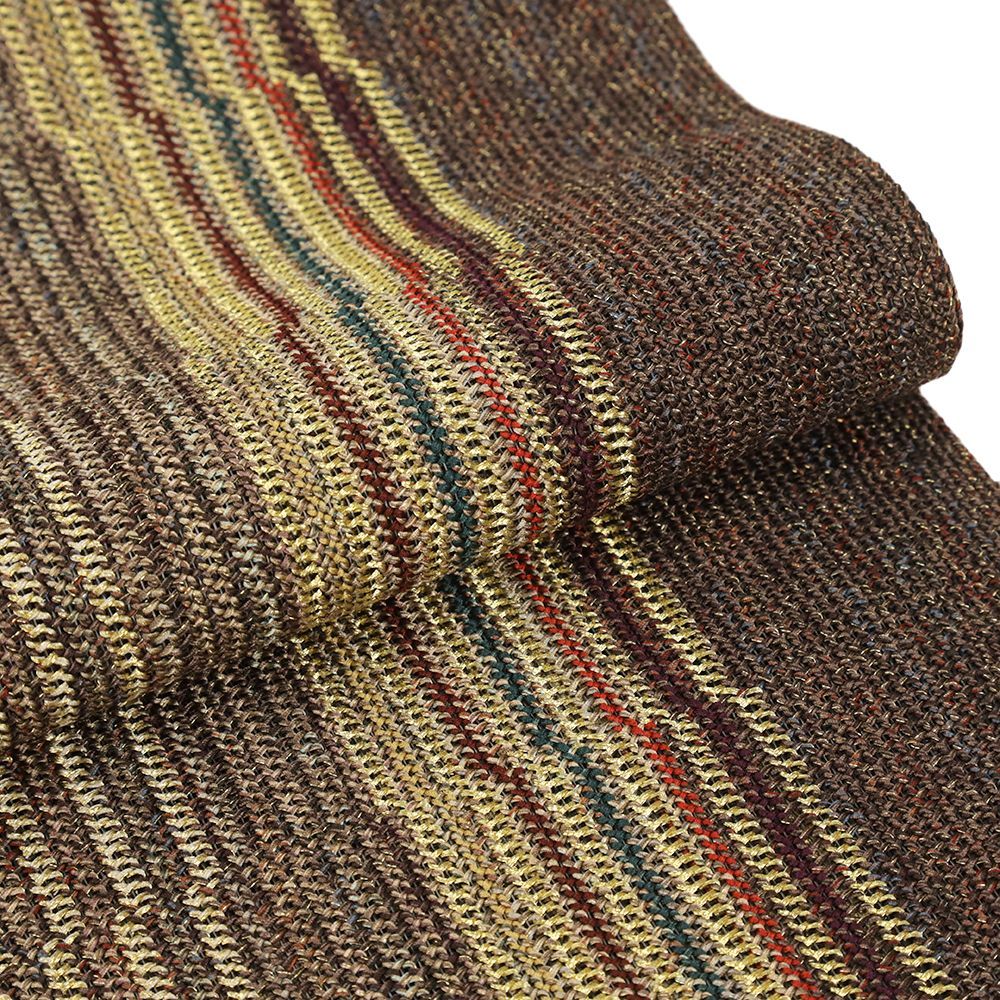 名古屋帯 滋賀喜織物 正絹 新古品 茶 金 縞 リサイクル カジュアル