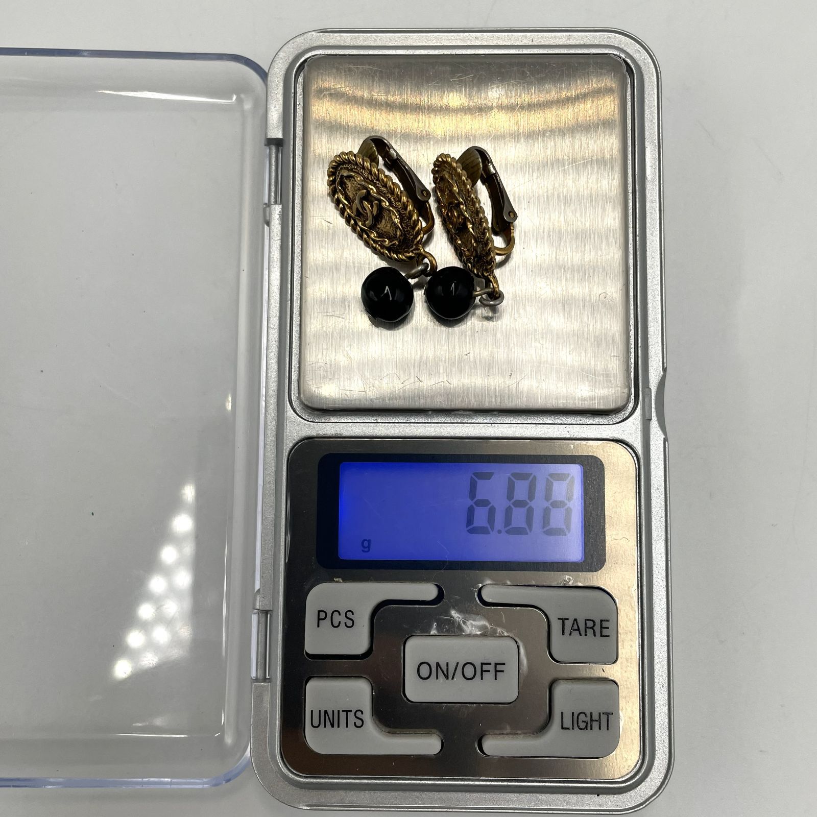  ビンテージ CHANEL シャネル ココマーク ゴールドメッキ ブラックパール イヤリング 2099 レディース 当店基準真贋 済 イヤリング アクセサリー