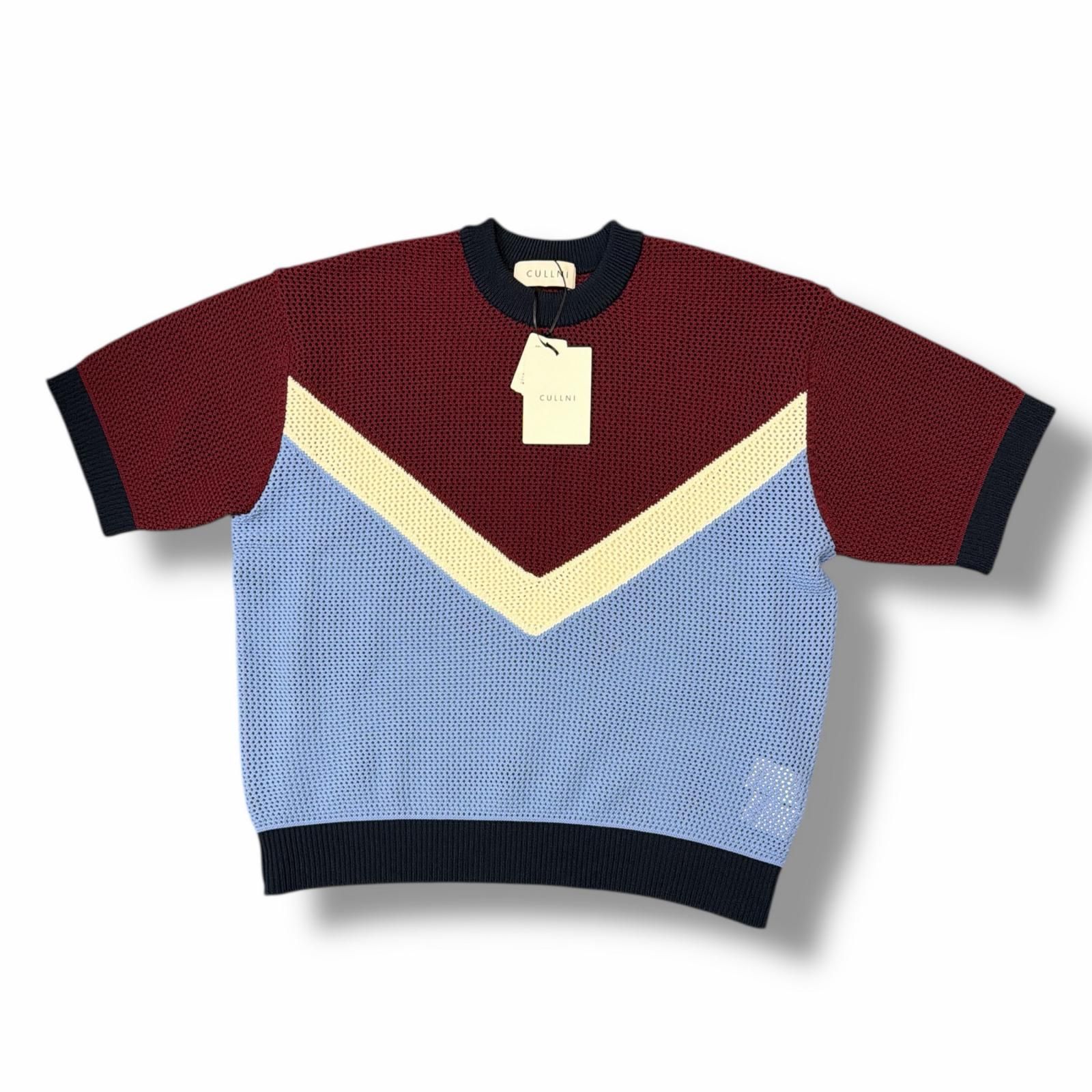 クルニ CULLNI バイカラー メッシュ ニット プルオーバー 参考上代29700円 未使用 CULLNI 25SS Bi Color Mesh Knit Short Sleeve