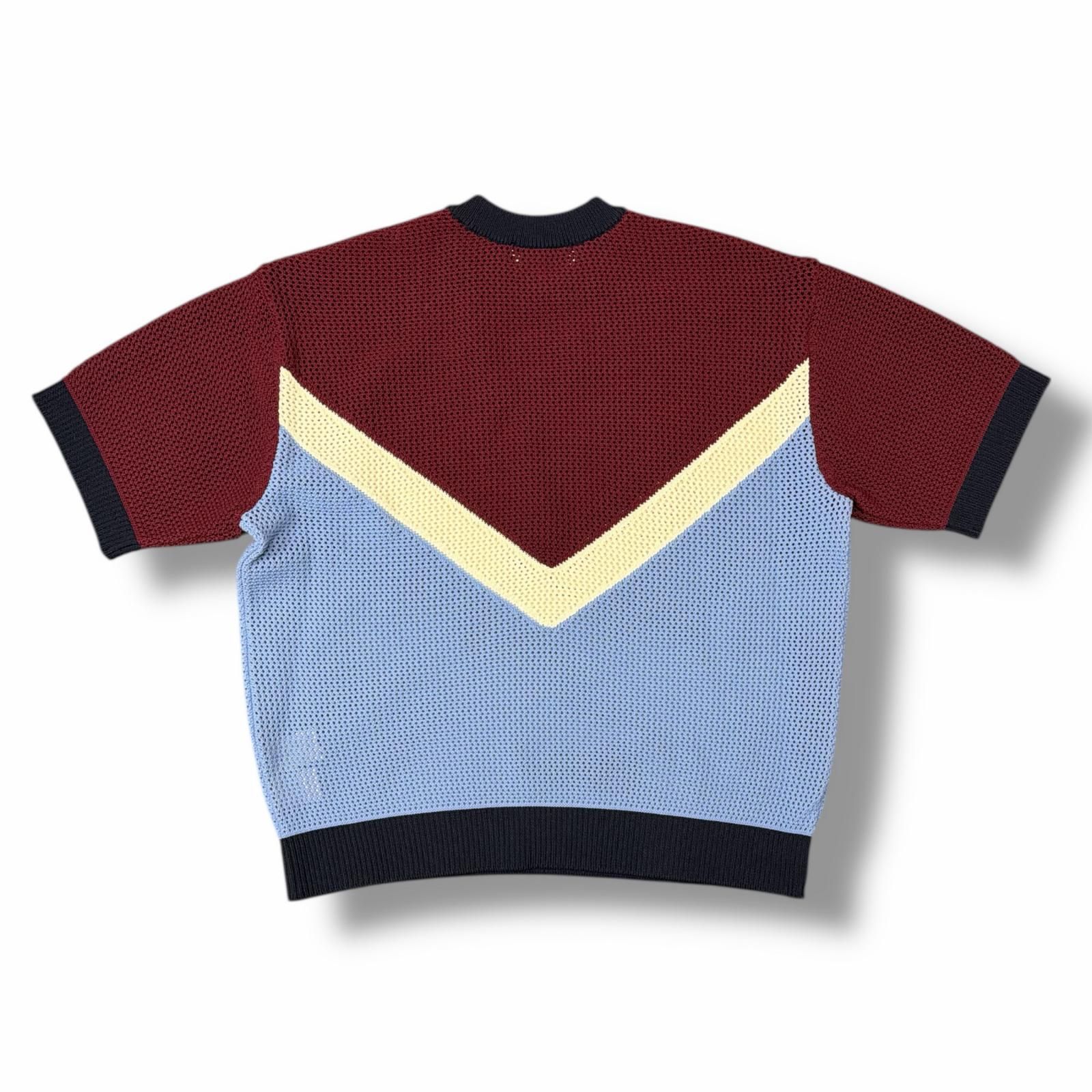 参考上代29700円 未使用 CULLNI 25SS Bi Color Mesh Knit Short Sleeve