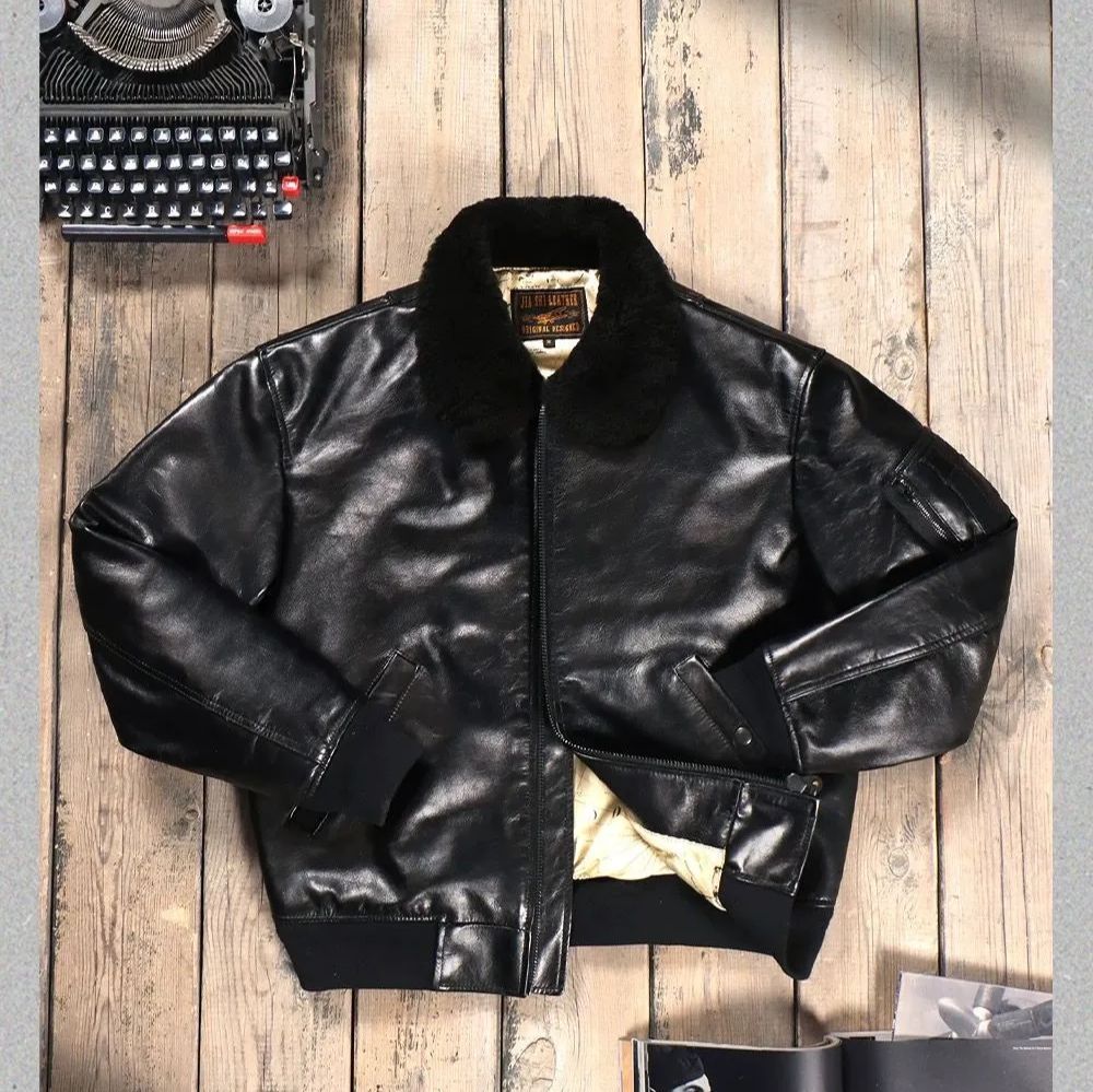 h アメリカンリバイバル B 15 トップグレード牛革 フライトジャケット ウォッシュド加工 ヴィンテージ ターンダウン メンズ本革ジャケット