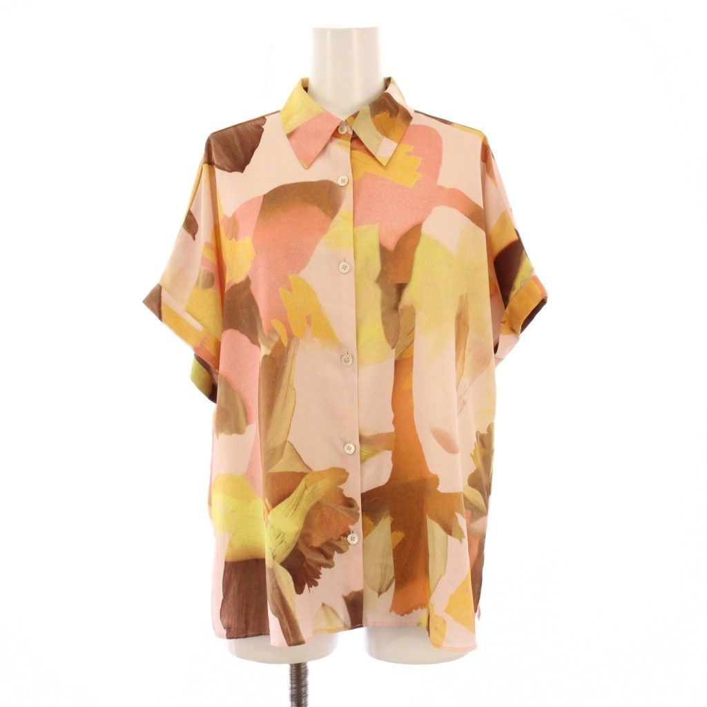 ポールスミス PAUL SMITH シャツ ブラウス 半袖 フレンチスリーブ レギュラー 総柄 38 マルチ BB