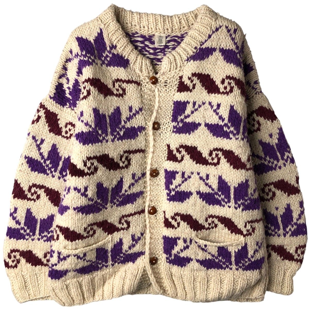 古着 総柄 エクアドルニットカーディガン エクアドル製 メンズXL相当 eaa 598632