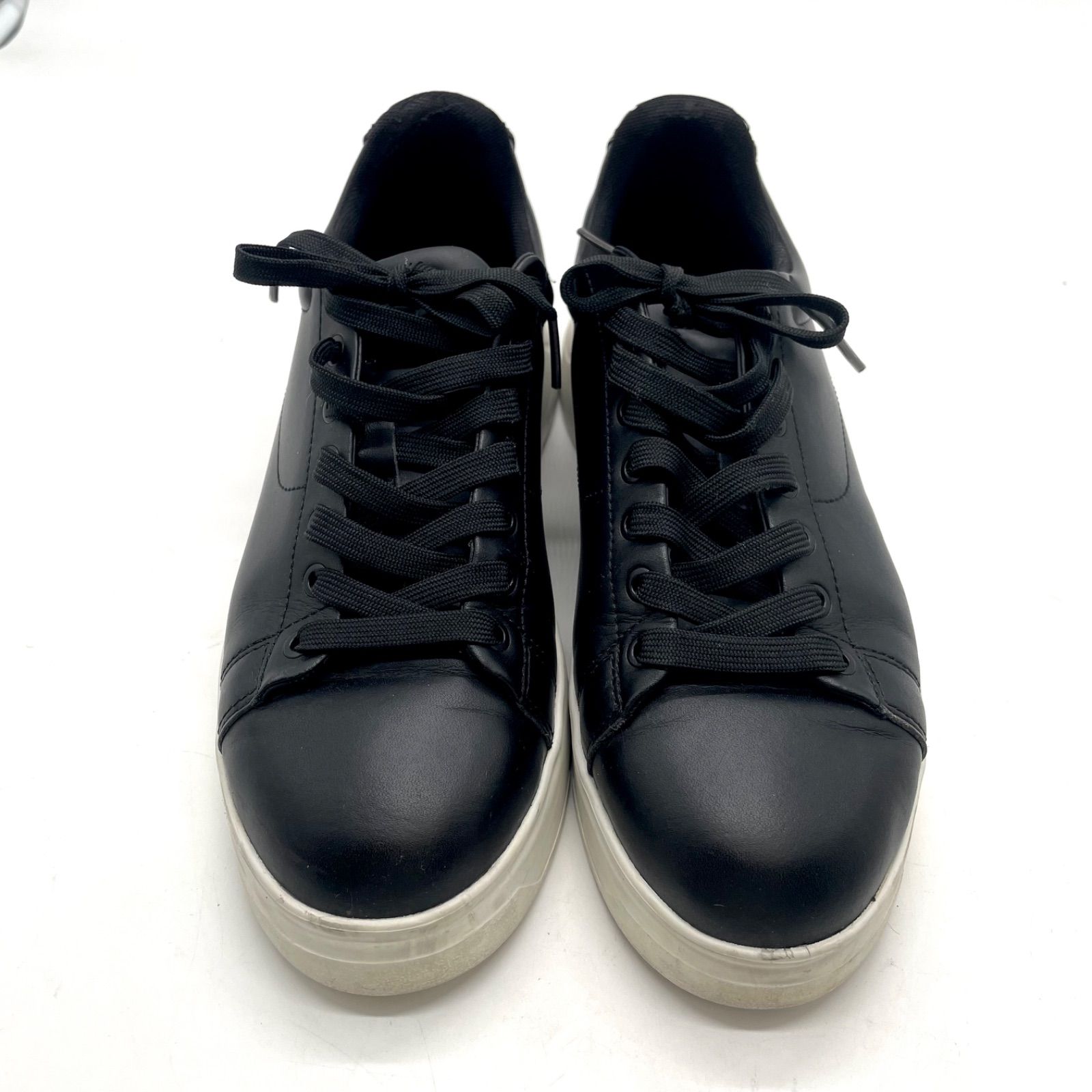 EMPORIO ARMANI エンポリオアルマーニ スニーカー ローカット EA 7 イーグルロゴ メンズ カジュアル エンボス加工 25.5㎝ ブラック 黒 レザー 革