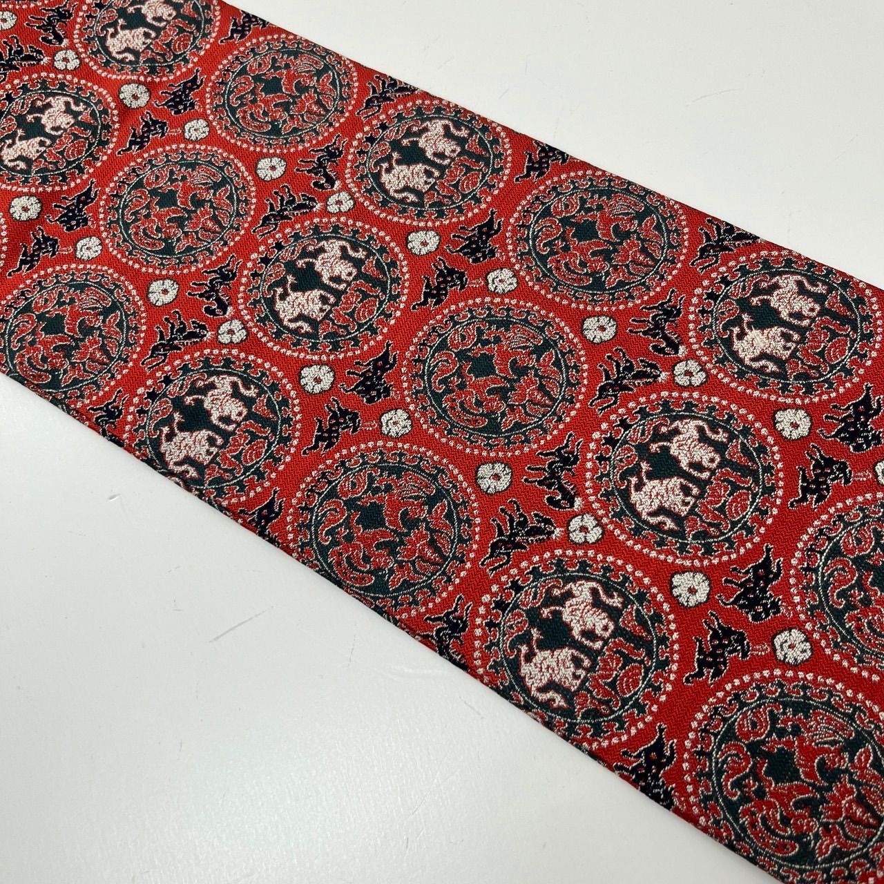 小紋身丈167、帯　円文白虎朱雀錦　トールサイズ　帯締め　羽織計4点 小紋身丈167、帯 文白虎朱雀錦 トールサイズ 帯締め 羽織計4点