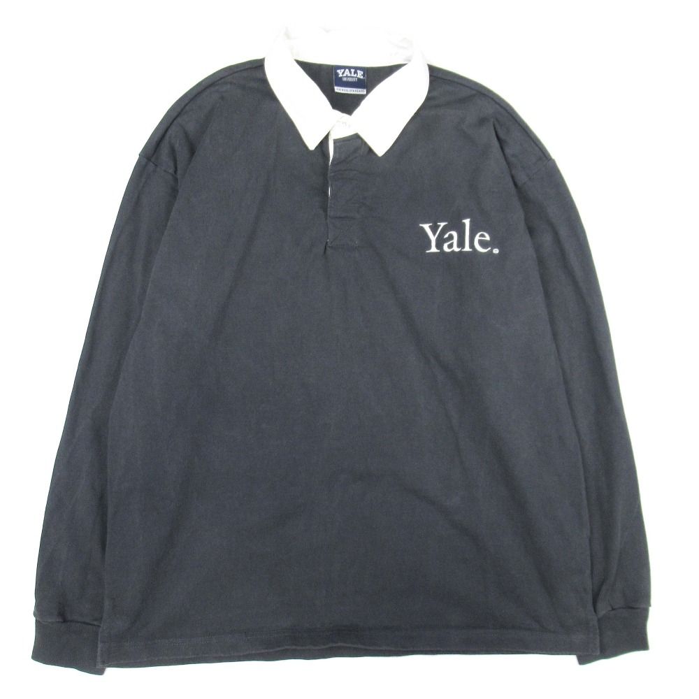 新品同様 22aw YALE × JOURNAL STANDARD イェール ジャーナルスタンダード別注 ラグビーシャツ ロゴ 刺繍 プリント プルオーバー L グレー メンズ 古着 中古 USED