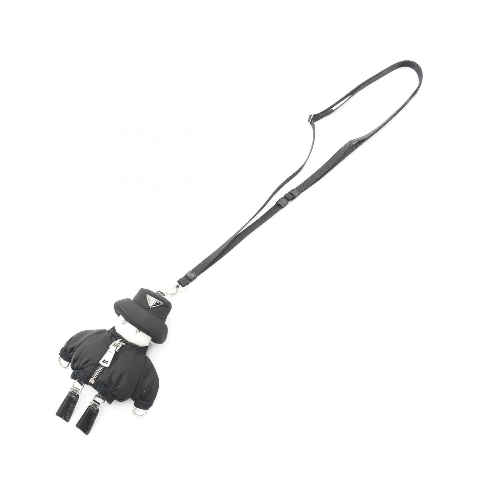  プラダ PRADA チャーム Re-Nylon Soft robot 1 TT 181_2 COU_F 0002 ブラック ホワイト ナイロン サフィアーノレザー ショルダーストラップ付 キーチェーンチャーム ユニセックス チャーム アクセサリー