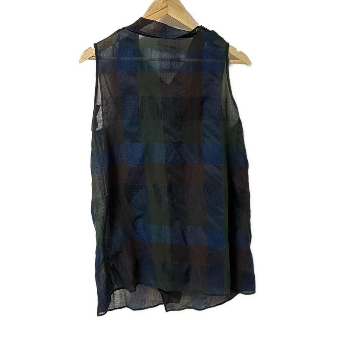 JURGEN LEHL ヨーガンレール ベスト サイズM レディース - ネイビー×ダークブラウン×ダークグリーン チェック柄