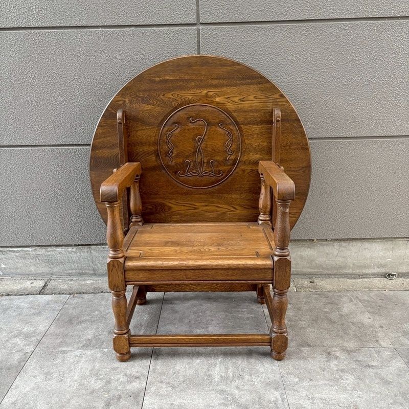 希少 モンクスベンチ テーブルにもなるチェア オーク材 和製