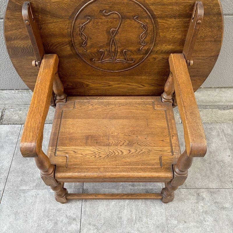 希少 モンクスベンチ テーブルにもなるチェア オーク材 和製