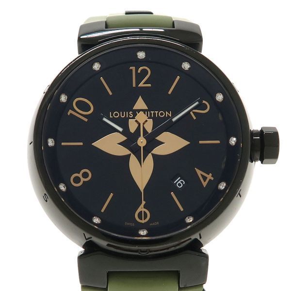 ルイヴィトン タンブールオールブラックGM 39mm QA049Z メンズ 腕時計