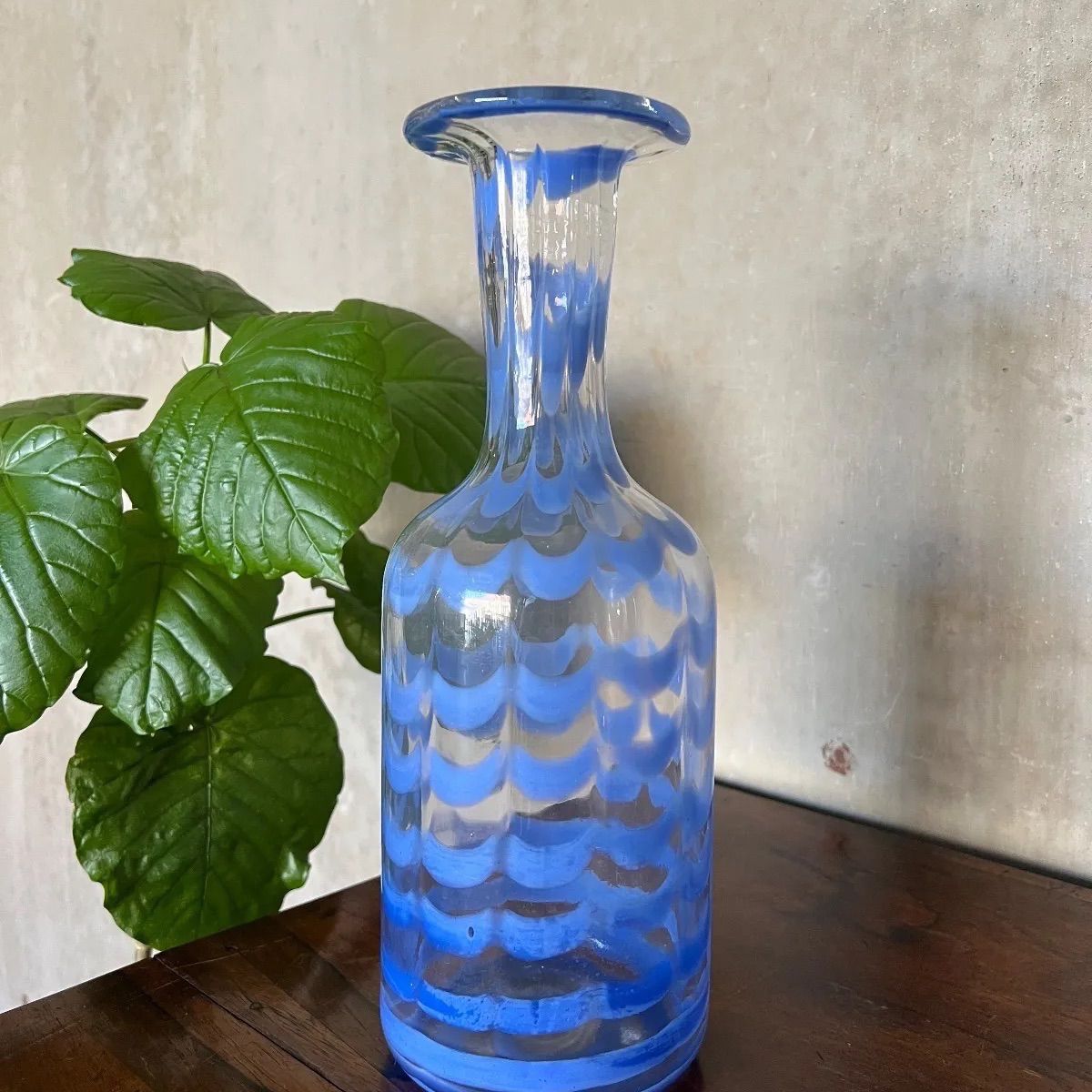 ヴィンテージ ブルー マーブル柄 ボトル花瓶 オブジェ