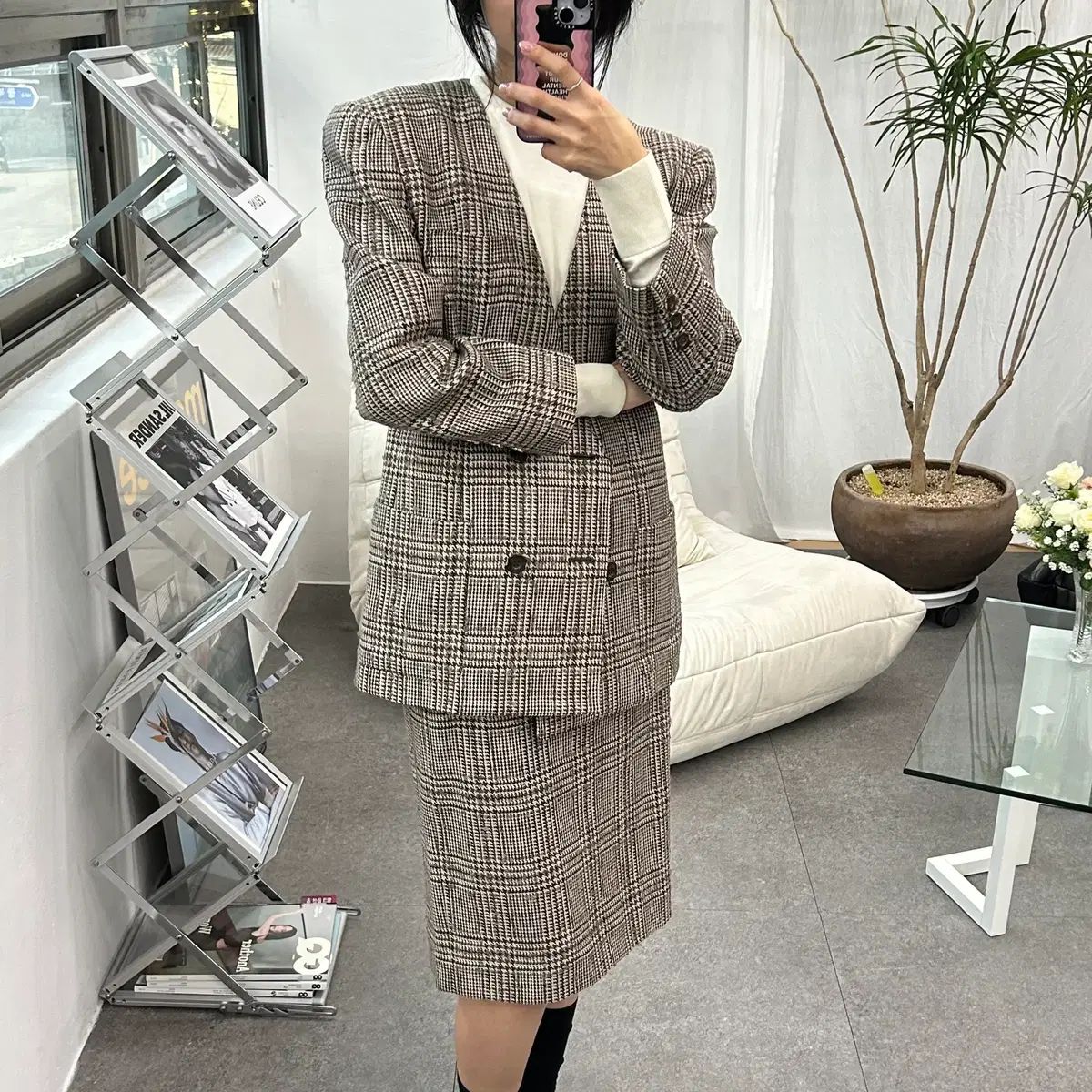 Leilian CHECK ダブル ジャケット デパート ブランド Classic スーツ