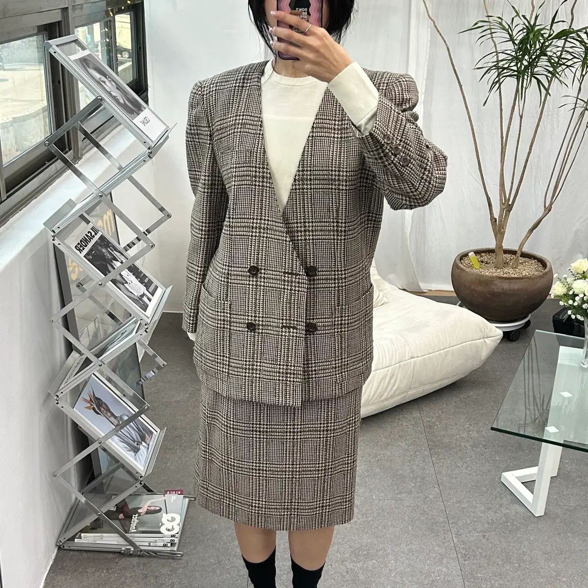 Leilian CHECK ダブル ジャケット デパート ブランド Classic スーツ