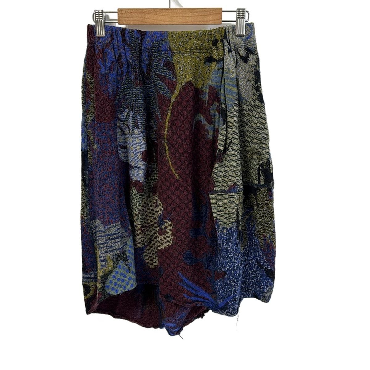 JURGEN LEHL ヨーガンレール スカート サイズM レディース ボルドー ブルー マルチ ひざ丈 ニット