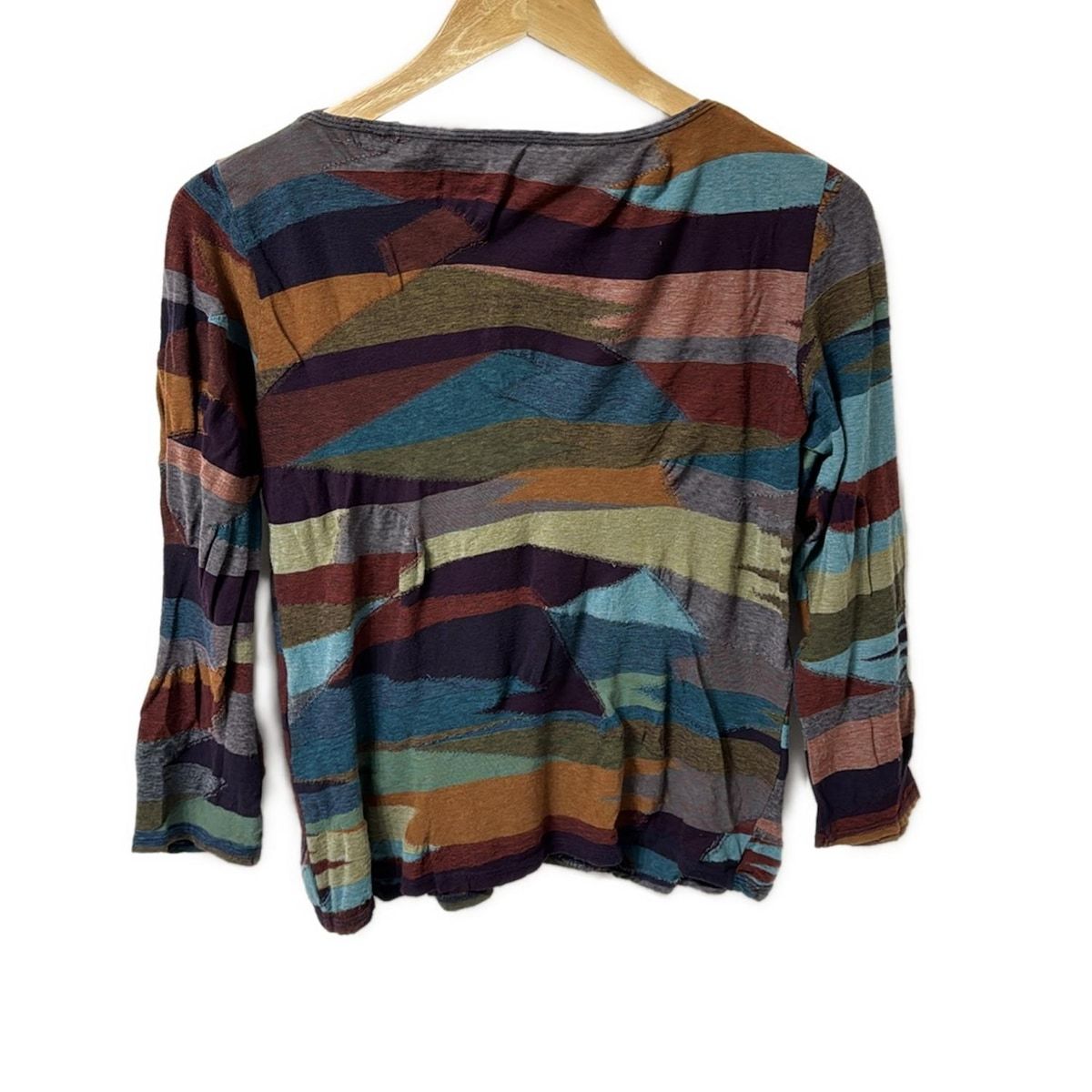 Babaghuri ババグーリ 七分袖カットソー サイズM レディース - ダークブラウン×ライトブルー×マルチ