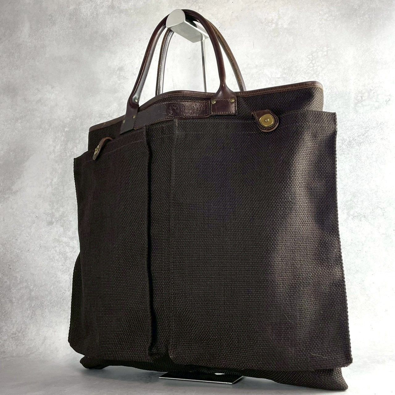 Felisi フェリージ ヘルメットバッグ メンズ トートバッグ ビジネス キャンバス レザー ブラウン 大容量 旅行鞄 出張 A 4 PC