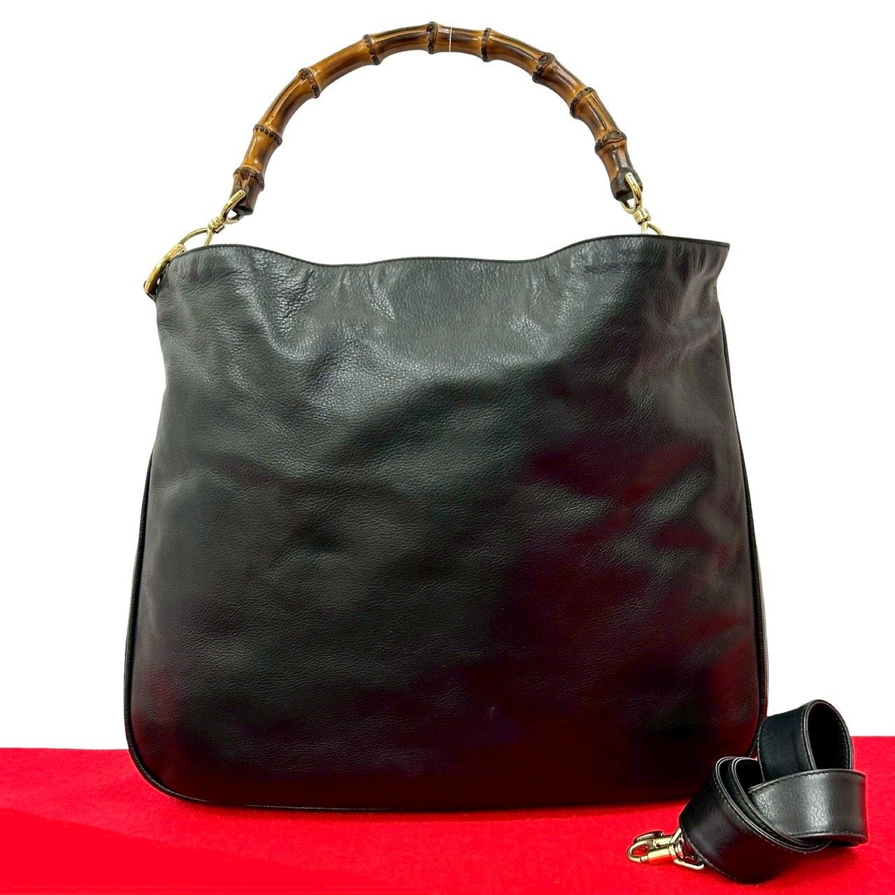 極 美品 希少品 GUCCI グッチ オールドグッチ バンブー レザー 本革 