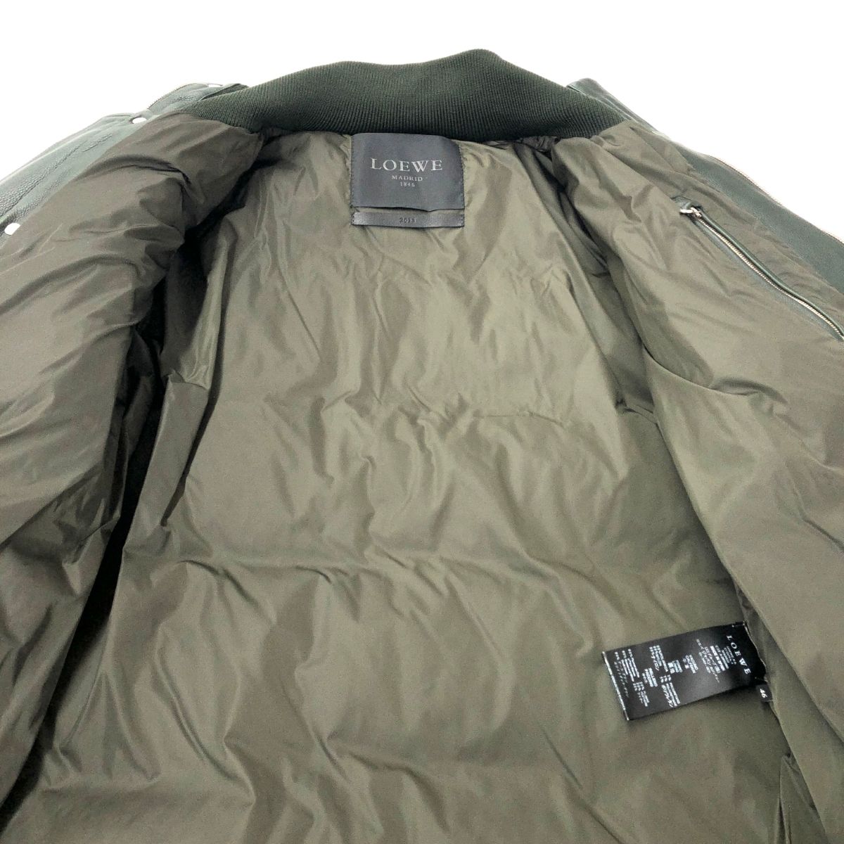 LOEWE ロエベ レザーダウンジャケット サイズ:46 牛革 グリーン メンズ