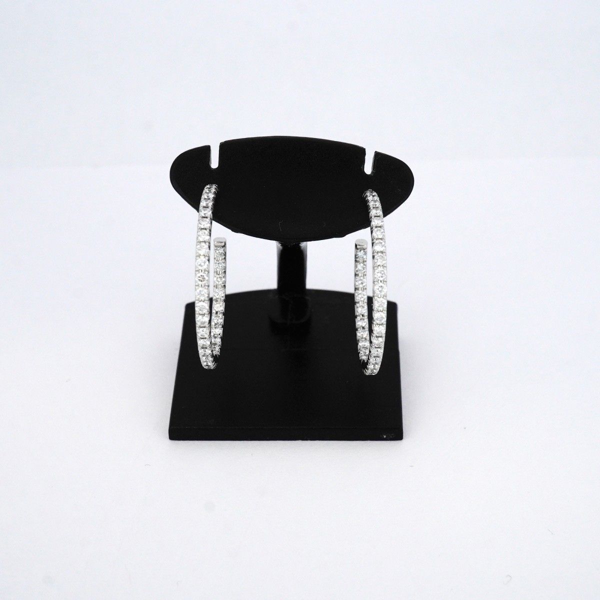 5 jpb 0299 ティファニー ピアス メトロ フープ K 18 WG ホワイトゴールド ダイヤモンド レディース