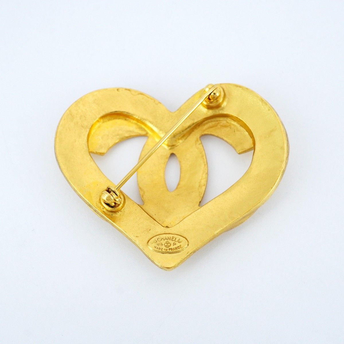  5 jpb 0310 シャネル ブローチ ヴィンテージ ココマーク ハートモチーフ GPメッキ ゴールド レディース ブローチ コサージュ アクセサリー