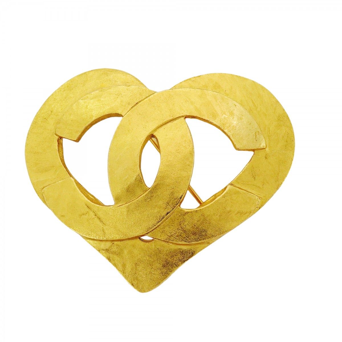 5 jpb 0310 シャネル ブローチ ヴィンテージ ココマーク ハートモチーフ GPメッキ ゴールド レディース