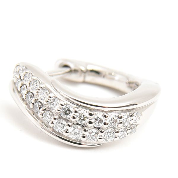 ポンテヴェキオ ピアス メンズ レディース ダイヤ ウェーブデザイン フープ D 0.15 ct 片耳 プラチナ PT 999×PT 900 Ponte Vecchio