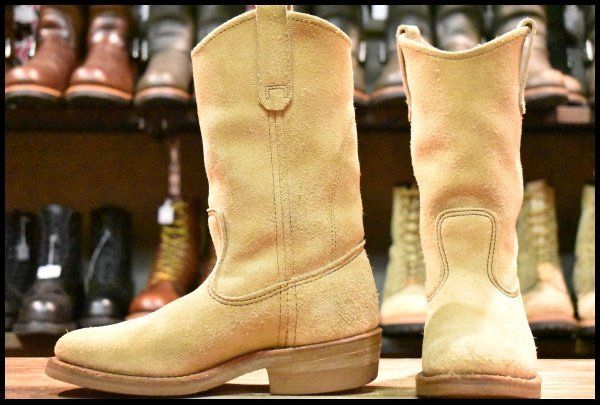 4 5 D 羽タグ レッドウィング 8156 スエード ペコス タン ラフアウト プルオン ブーツ redwing pecos FL 056