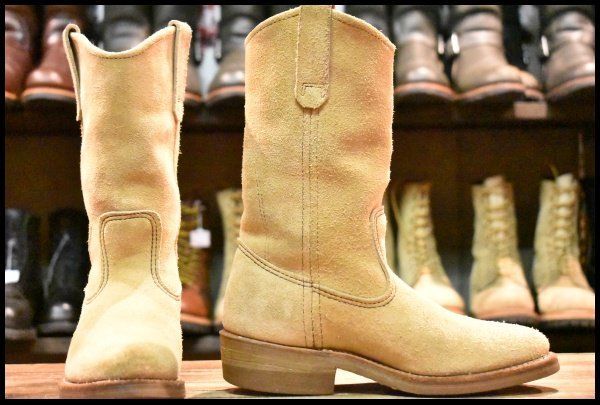 4.5 D 羽タグ レッドウィング 8156 スエード ペコス タン ラフアウト プルオン ブーツ redwing pecos FL 056