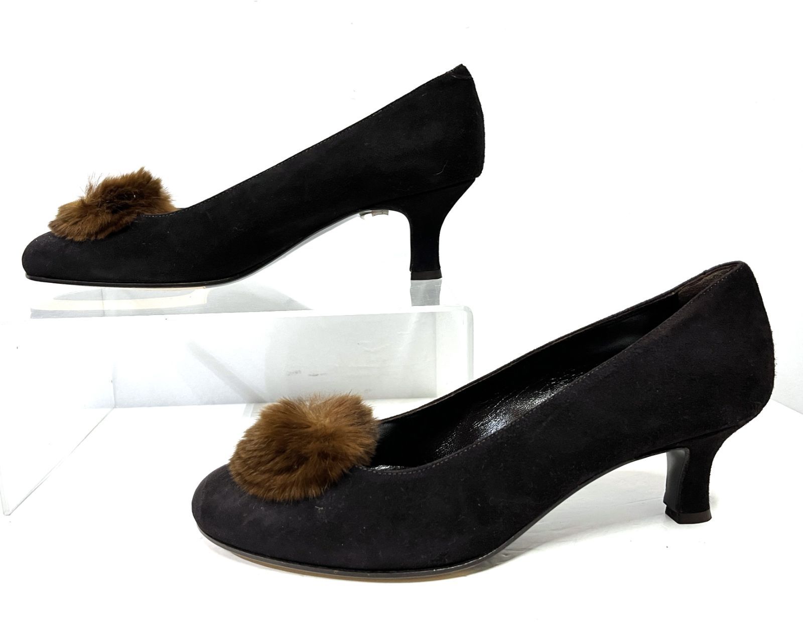  イタリア製 panara｜パナラ ボンボン付き スエードヒールパンプス 靴 KWY ハイヒール パンプス パンプス