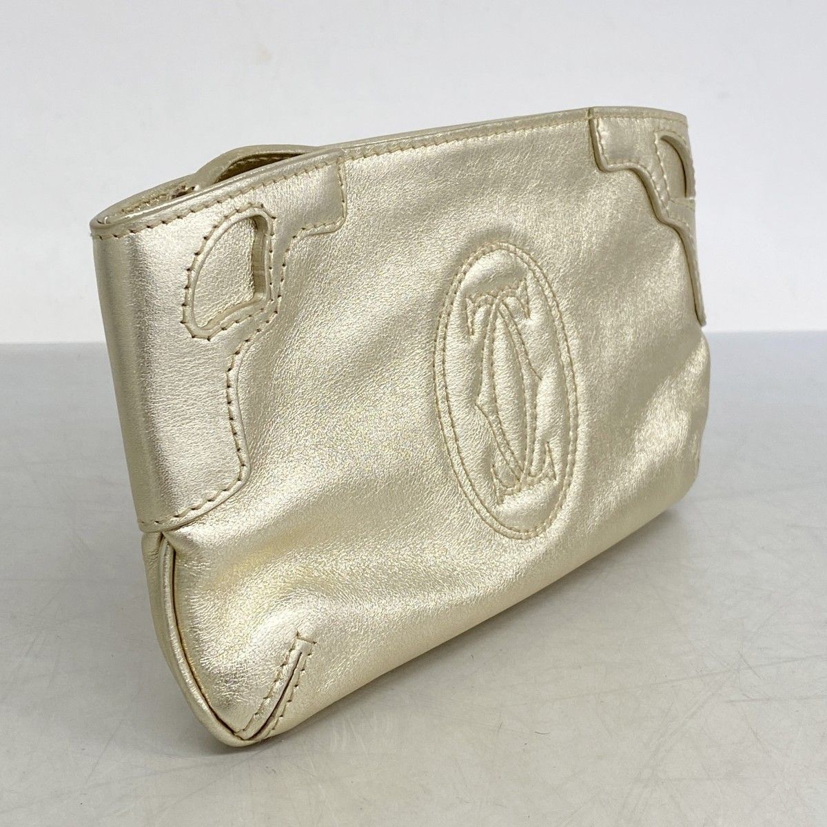 5 pc 3421 カルティエ クラッチバッグ マルチェロ レザー ゴールド ゴールド金具 レディース