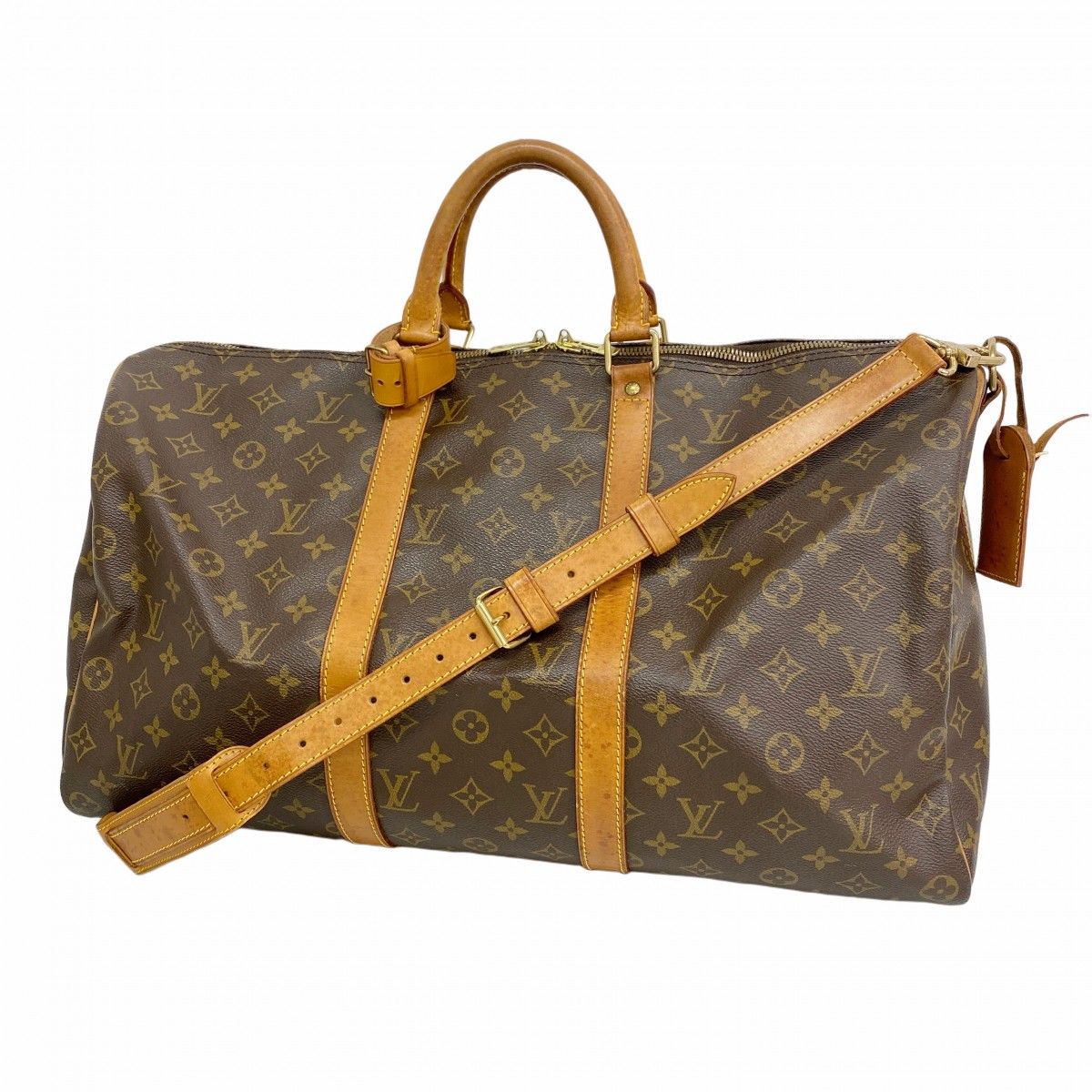 5 pc 3427 ルイヴィトン ボストンバッグ モノグラム キーポルバンドリエール50 M 41416 ブラウン メンズ レディース ユニセックス