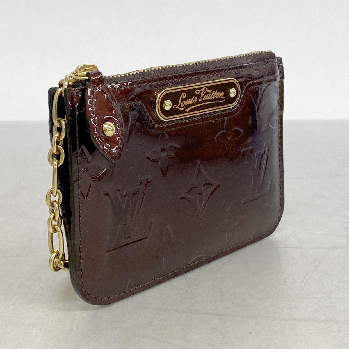 5 pc 3418 ルイヴィトン コインケース ヴェルニ ポシェットクレNM M 93557 アマラント レディース