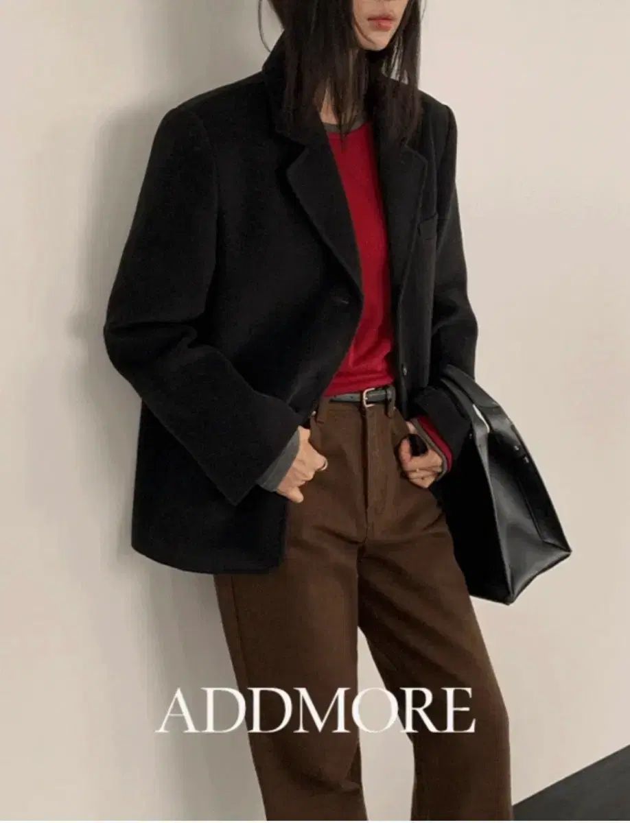 addmore キルティング ウールジャケット ブラック