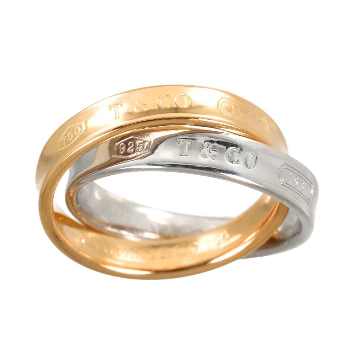 ティファニー TIFFANY&Co. インターロッキング 8.5号 リング K18 PG SV