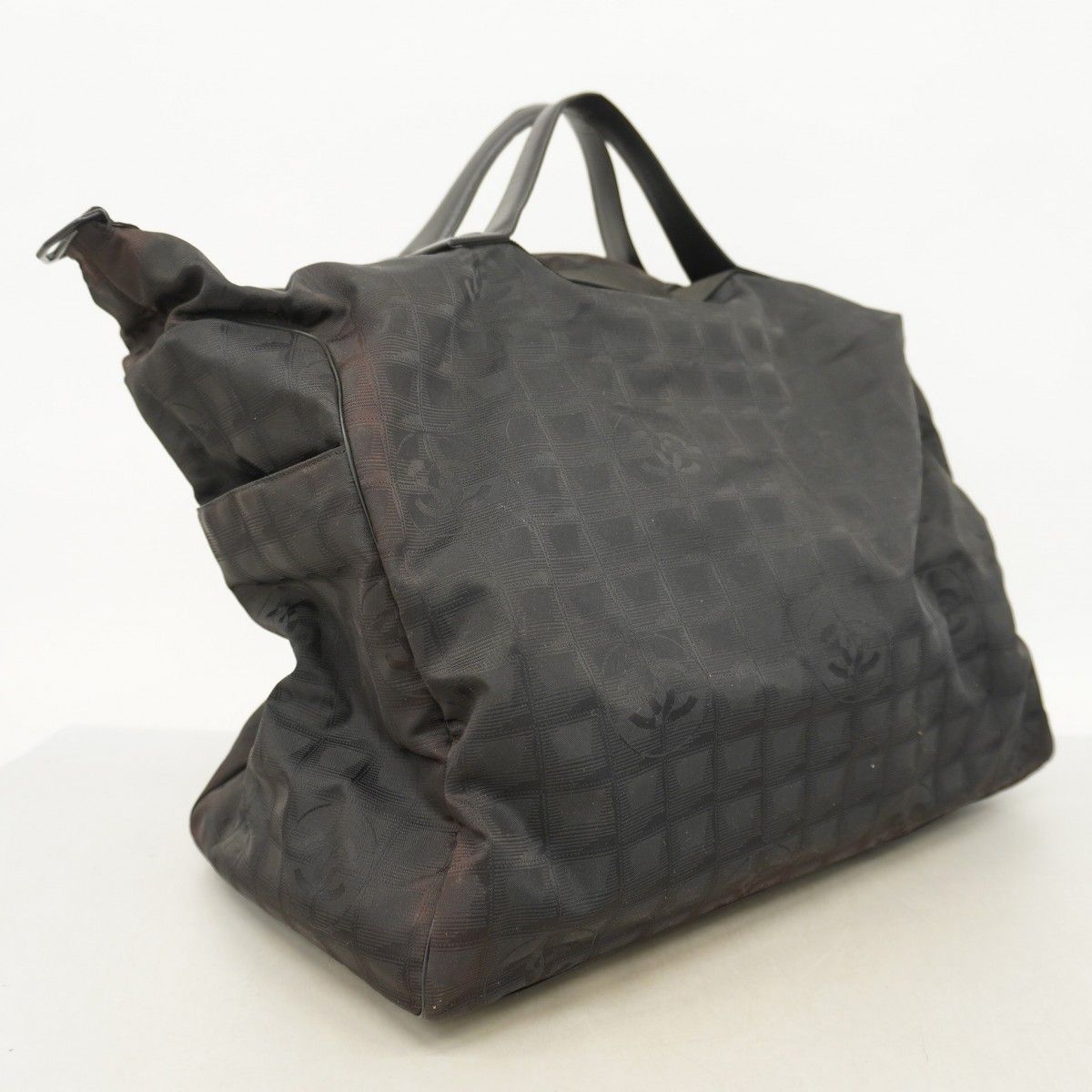 5 pc 3580 シャネル ボストンバッグ ニュートラベル ナイロン ブラック レディース