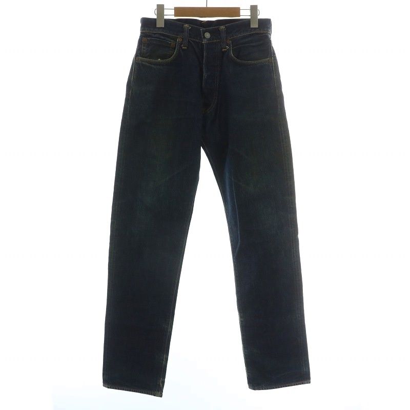 エヴィス EVISU デニムパンツ ジーンズ ストレート 紅白耳 カモメ 刺繍 ボタンフライ インディゴ 紺 ネイビー KW GY 18