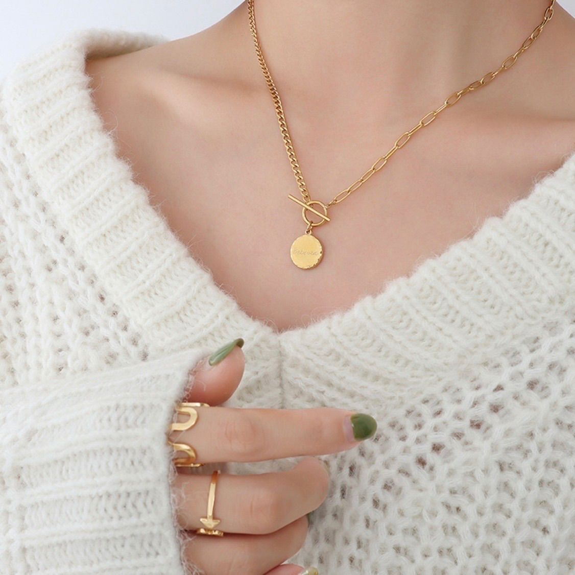 ステンレス製コインチェーンネックレス - メルカリ