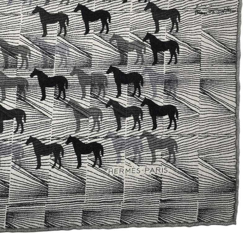 エルメス HERMES カレ100 ホースモチーフ シルク カシミヤ ユニセックス ストール